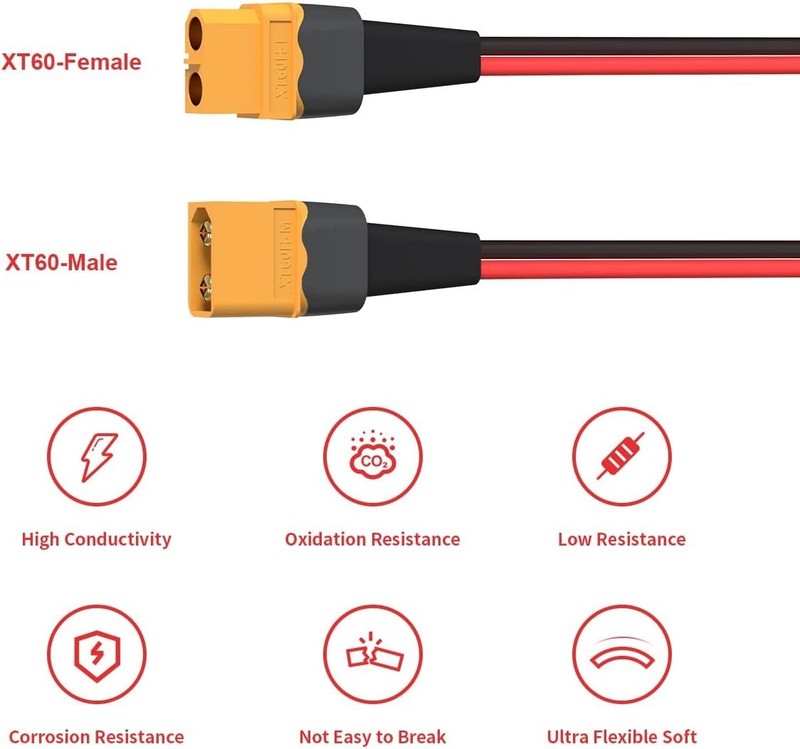 Efficient 10AWG 50FT XT60 Extension Cable for Seamless Outdoor Power Connections gallery