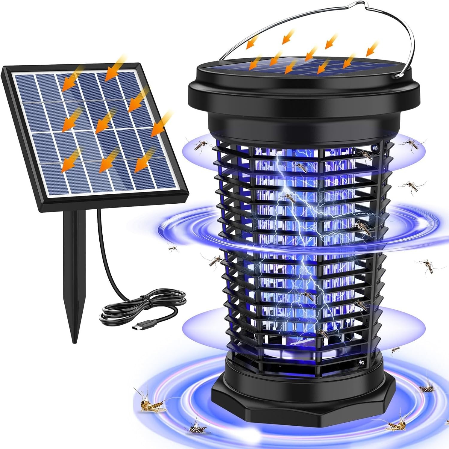 4500V Solar Bug Zapper Outdoor Fly Mosquito Killer Lamp Waterproof Electric NEW gallery