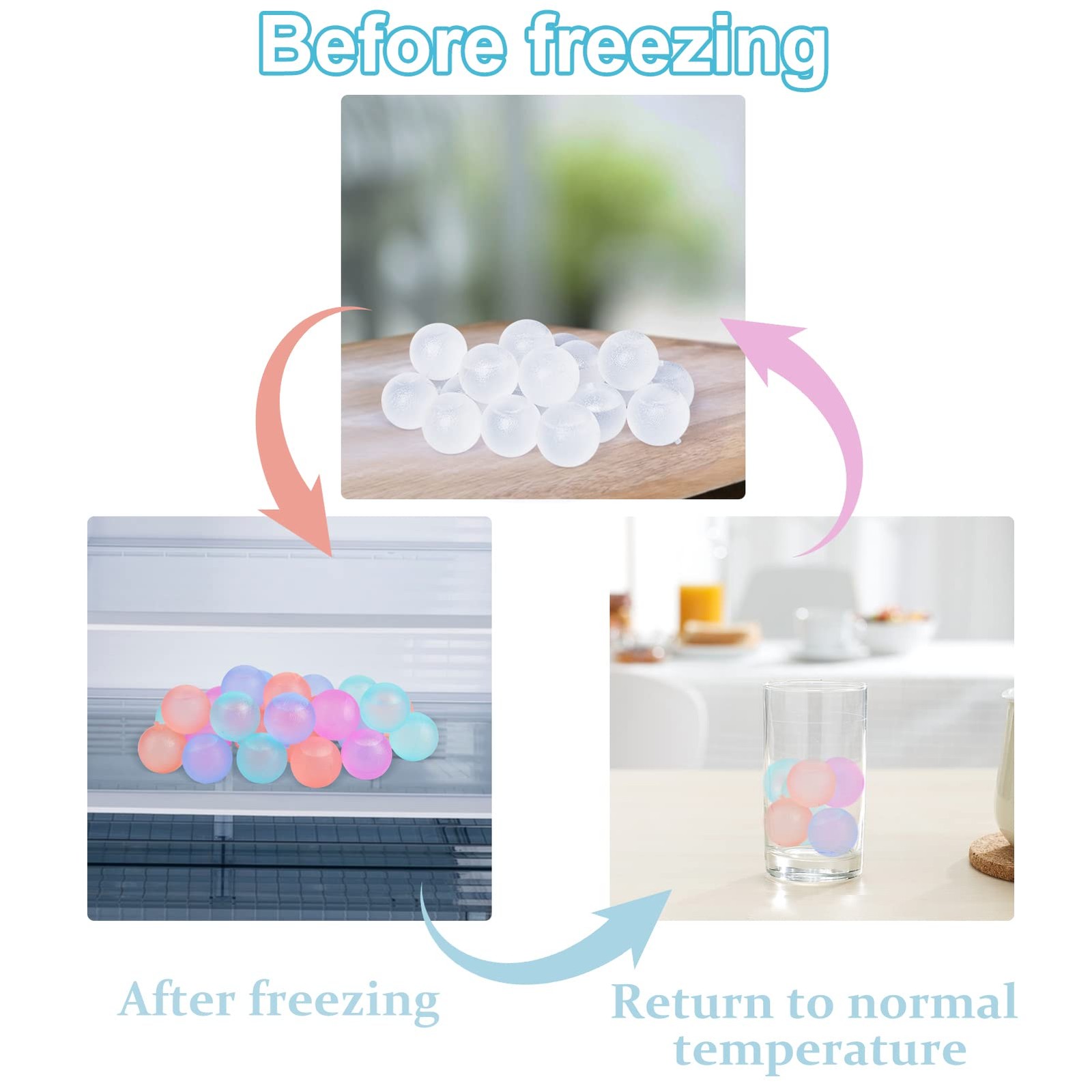 100 Pack Color-changing Reusable Ice Cubes Round Plastic BPA Free Refreezable gallery