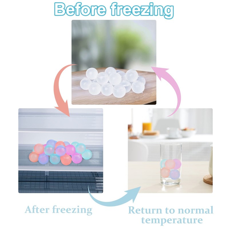 100 Pack Color-changing Reusable Ice Cubes Round Plastic BPA Free Refreezable gallery