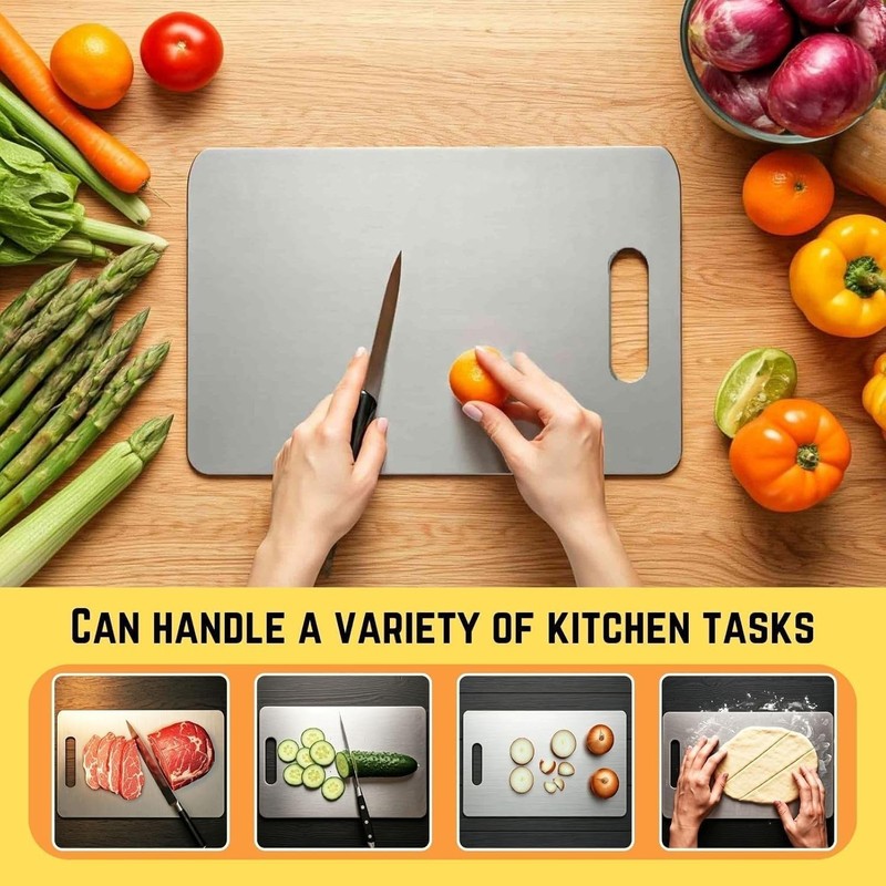 100% Pure Titanium Cutting Board for Kitchen Double Sided Non Toxic 18"L x 12"W gallery