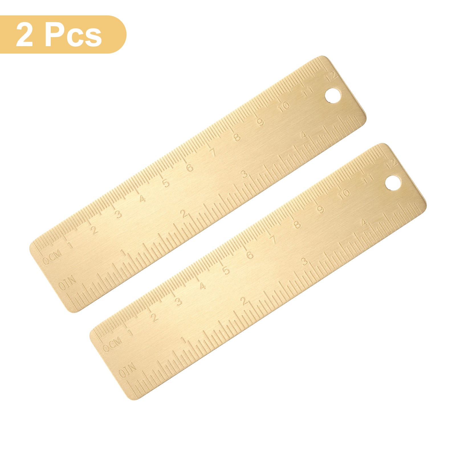 2pcs Gold Brass Ruler 13cm (4 Inch) Metric Inch Dual Scale Engraved Ruler gallery