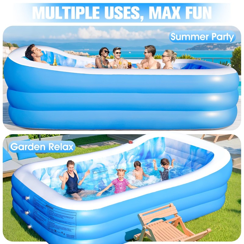2026 Large Inflatable Pool with Big Backrest&Seat,Oversized Thickened Blow Up... gallery