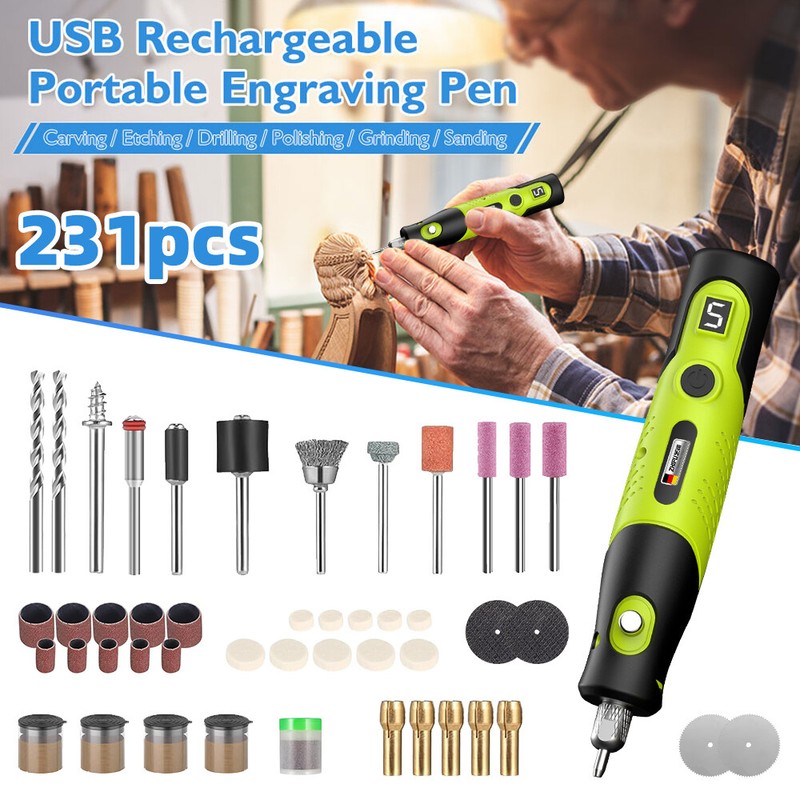 231PCS Electric Mini Drill Grinder Engraving Pen Rotary Tool Kits Rechargeable gallery