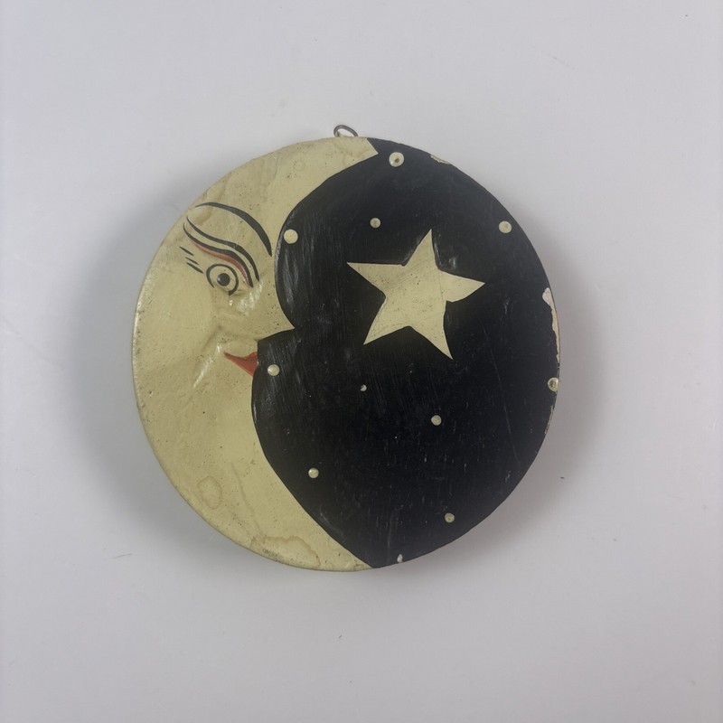 Celestial Sun & Moon Eclipse double sided wall hanging Piece painted 3” gallery