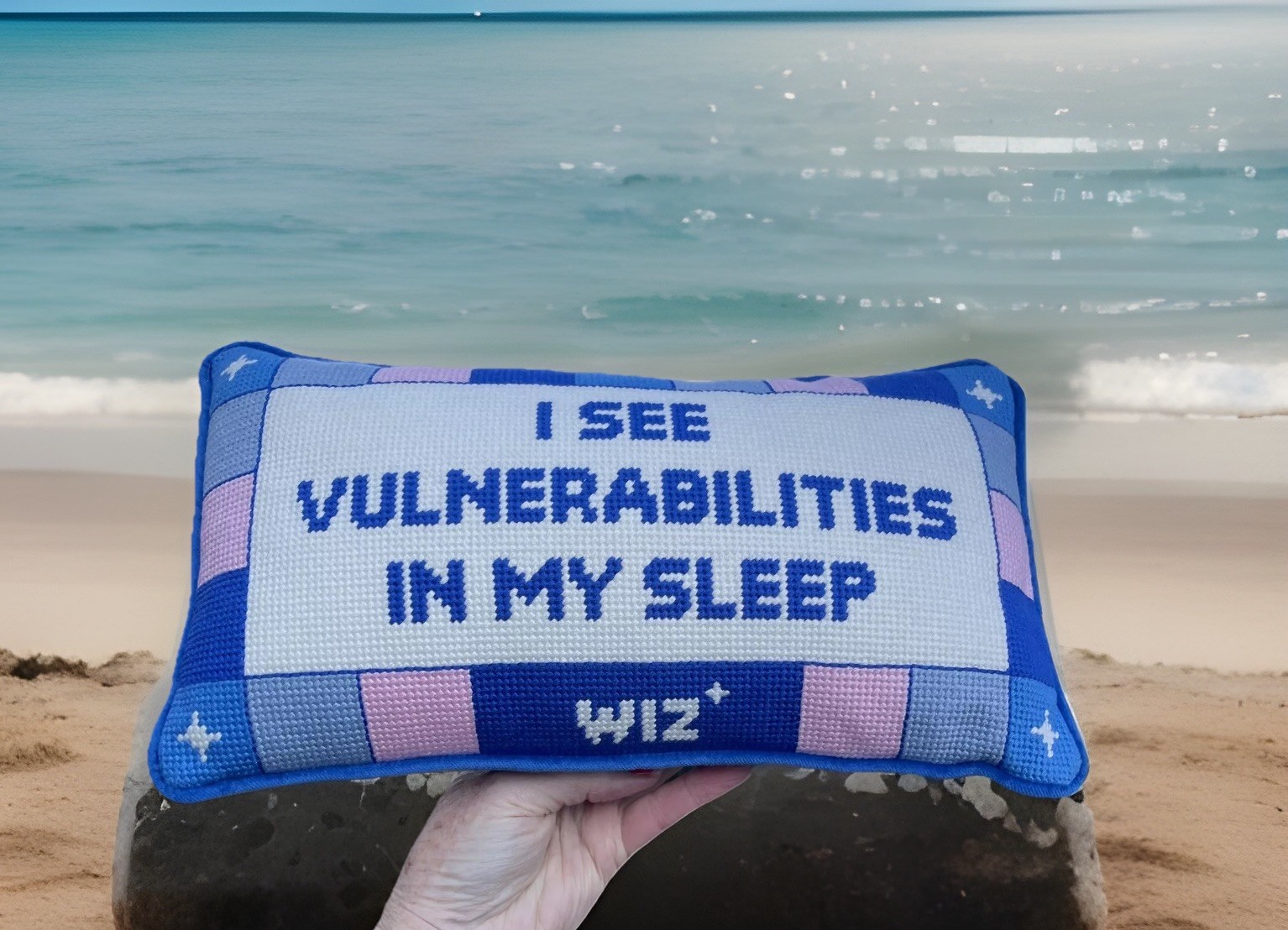 Furbish I See Vulnerabilities In My Sleep Rectangle Needlepoint Pillow 7x13 New gallery