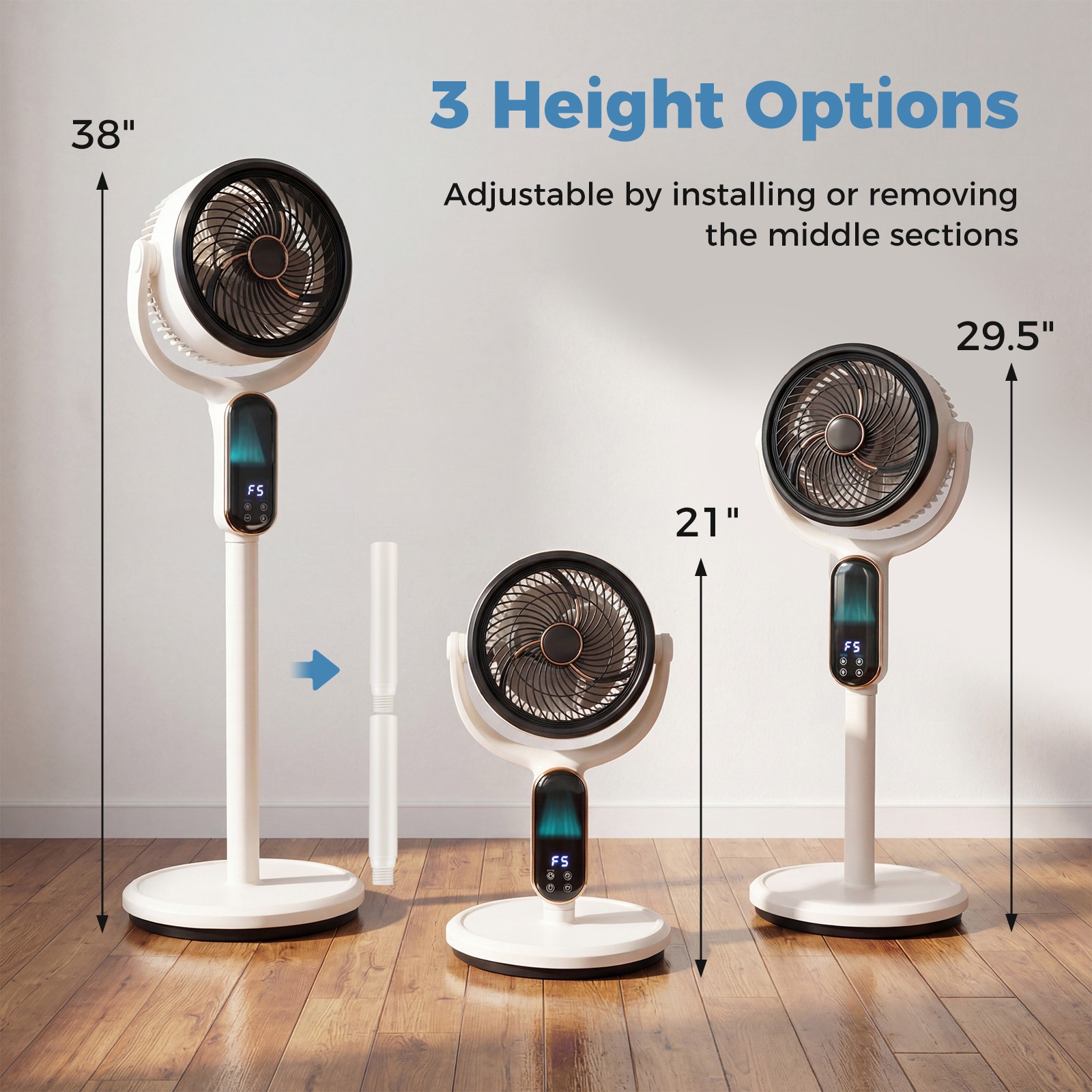 Oscillating Pedestal Fan, Quiet Standing Fan with 8 Speeds, Remote, 12H Timer gallery