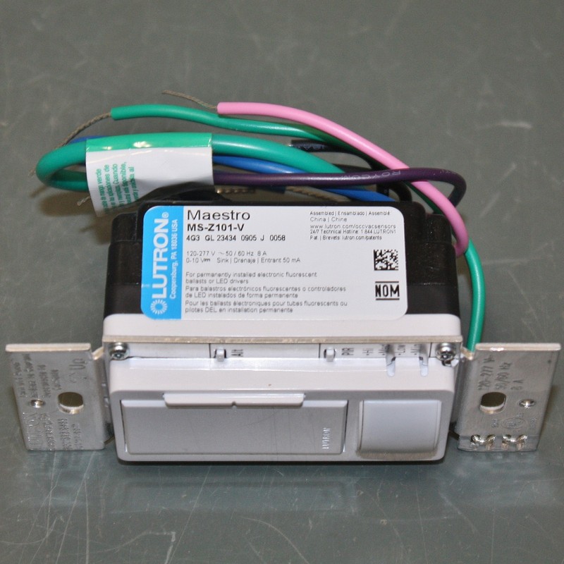 Lutron PIR Vacancy Sensor Switch MS-Z101-V-WH, White, 0-10V Dimmer, Photocell gallery