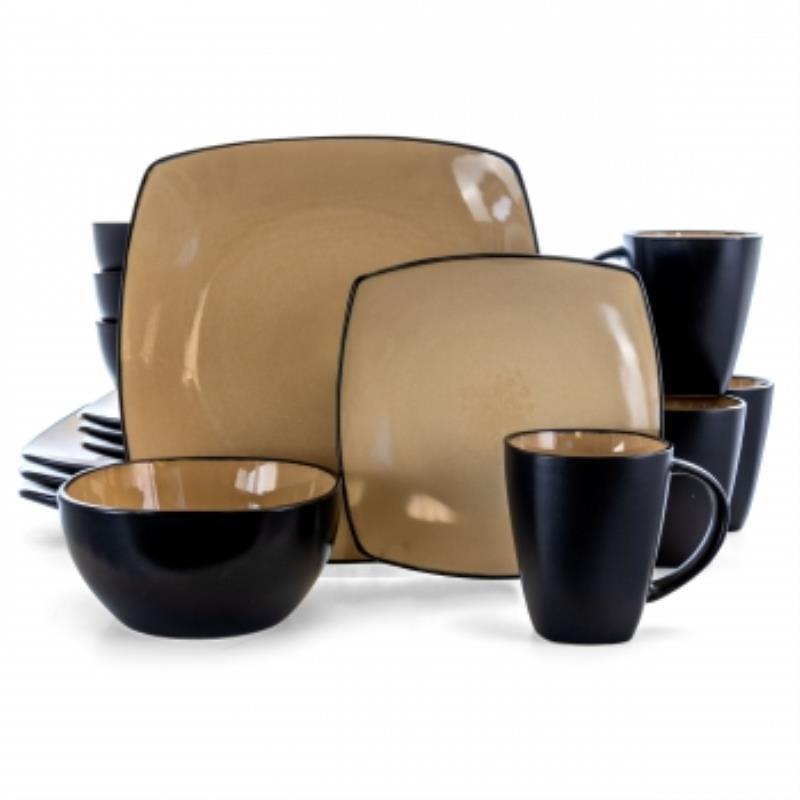 Soho Lounge 16 Pc Dinnerware, Taupe Square Shape (Service For 4) gallery