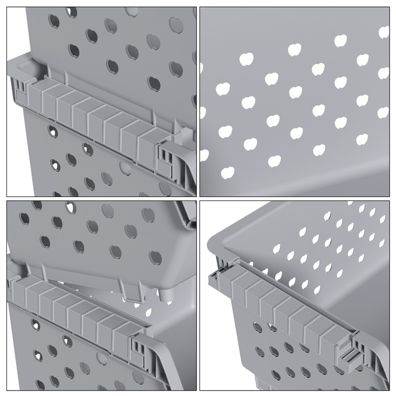 Kekow 4-Pack Stackable Storage Bins for Pantry Plastic Organizing Basket Gray gallery