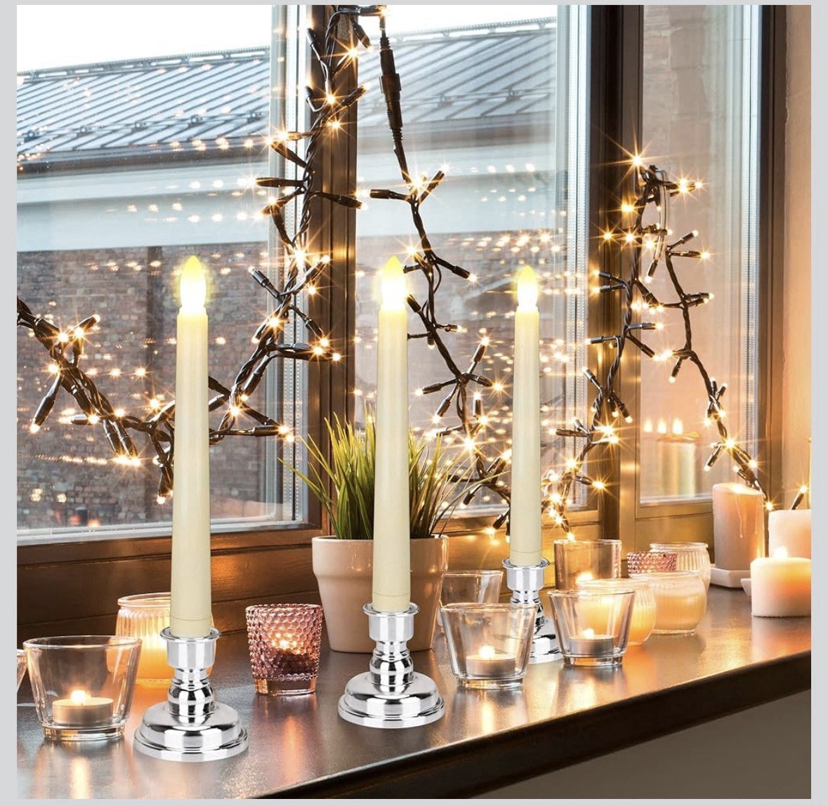 9PCS Candles SET,Christmas Flameless Window Candle Lights with Timer Battery O.. gallery