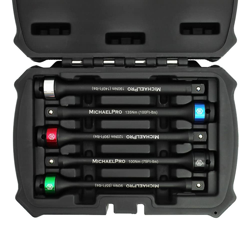 Michaelpro 5-Piece 1/2 Impact Torque Limiting Extension Bar Set 65 To 140 gallery