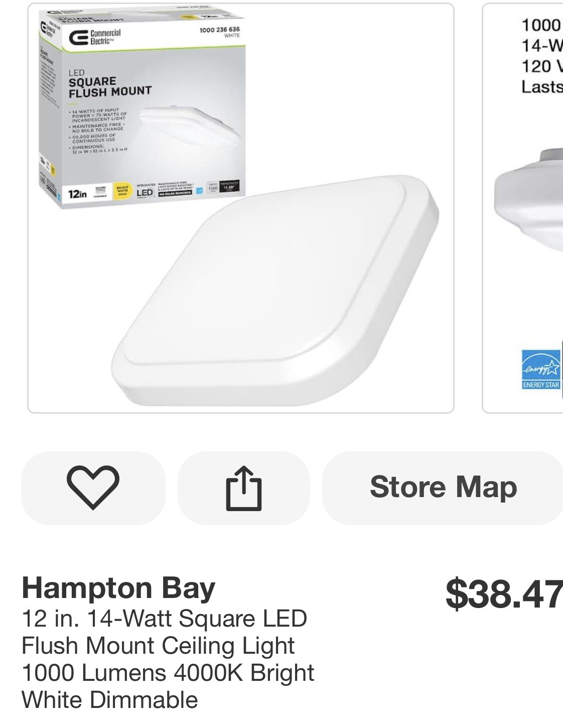 Hampton Bay 12 in. 14-Watt LED Flush Mount Ceiling Light 4000K Bright White gallery