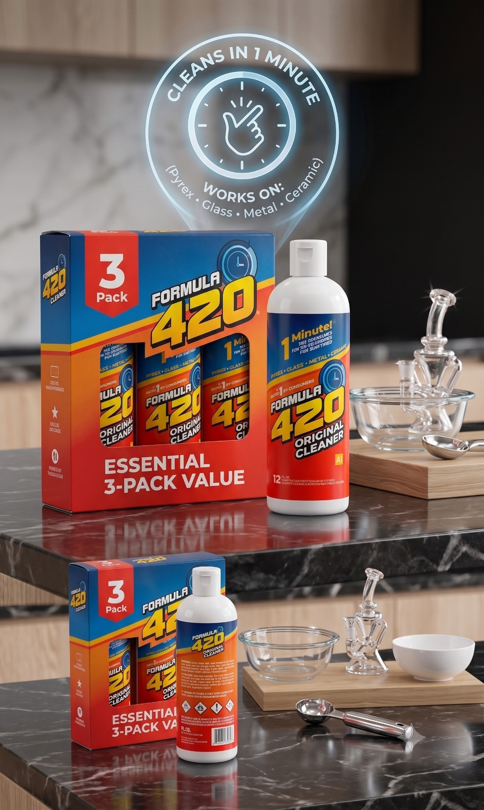 Formula 420 Original Glass Cleaner 12oz Bottle 3 Pack Instant Pyrex Ceramic A1 gallery