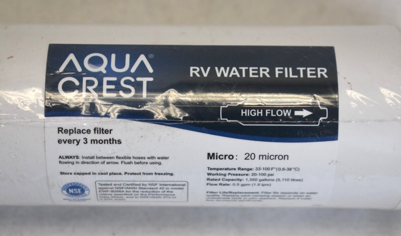 Aqua Crest RV Water Filter Inline Water Filter 3 Month High Flow Filter gallery