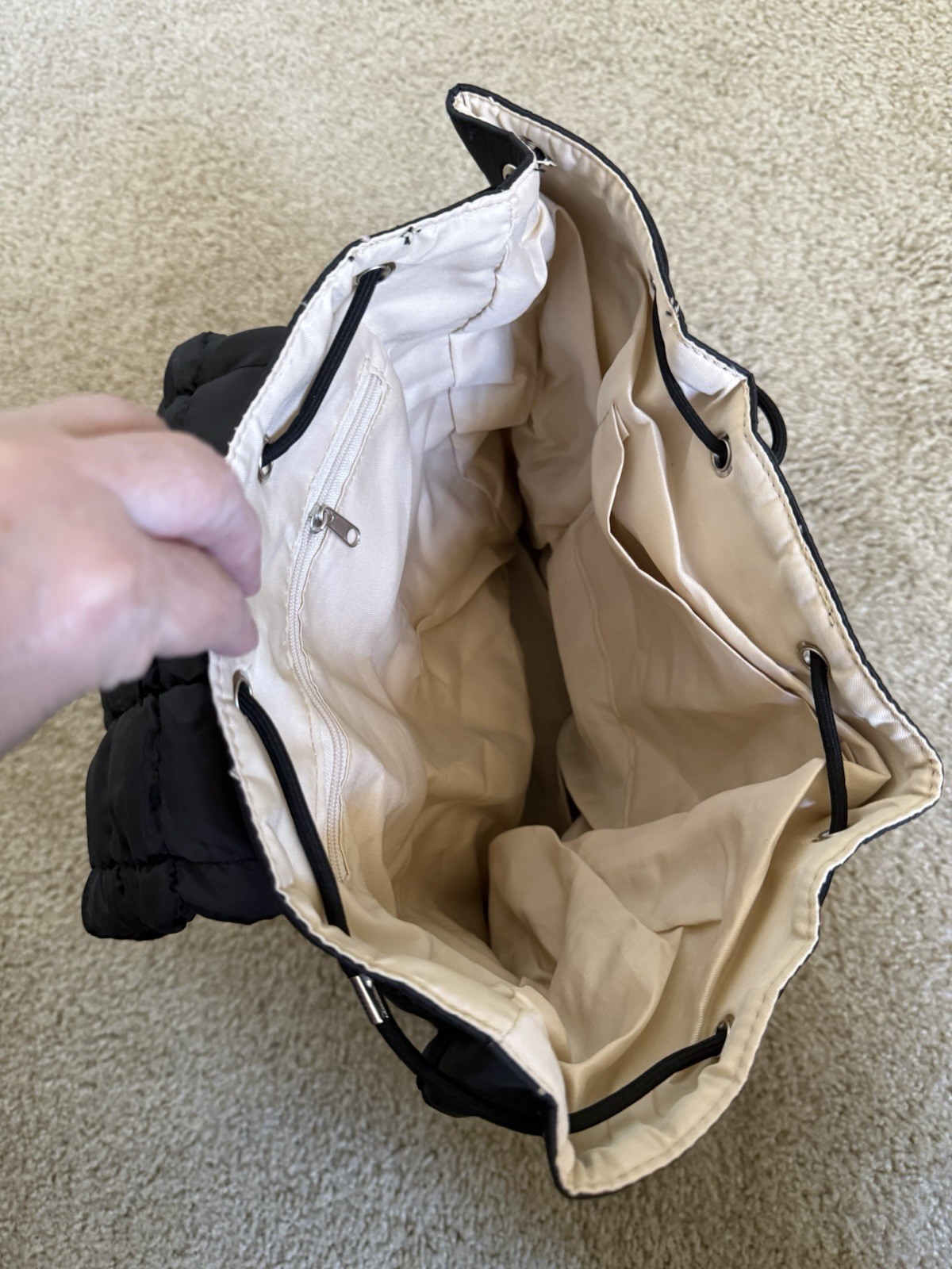 Nylon Puffer Backpack Bag NIP Black 3