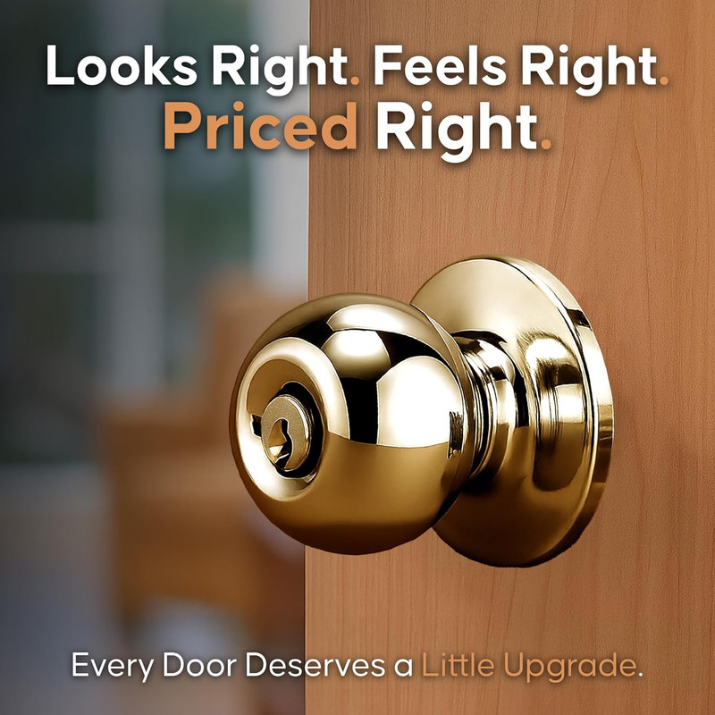 Copper Creek Entry Door Knob – Keyed Entry Handle with Lock and Key, ANSI Grade- gallery
