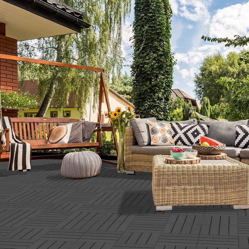 Goovilla Plastic Interlocking Deck Tiles, 36 Pack Balcony Flooring, 12"x12" Wate gallery