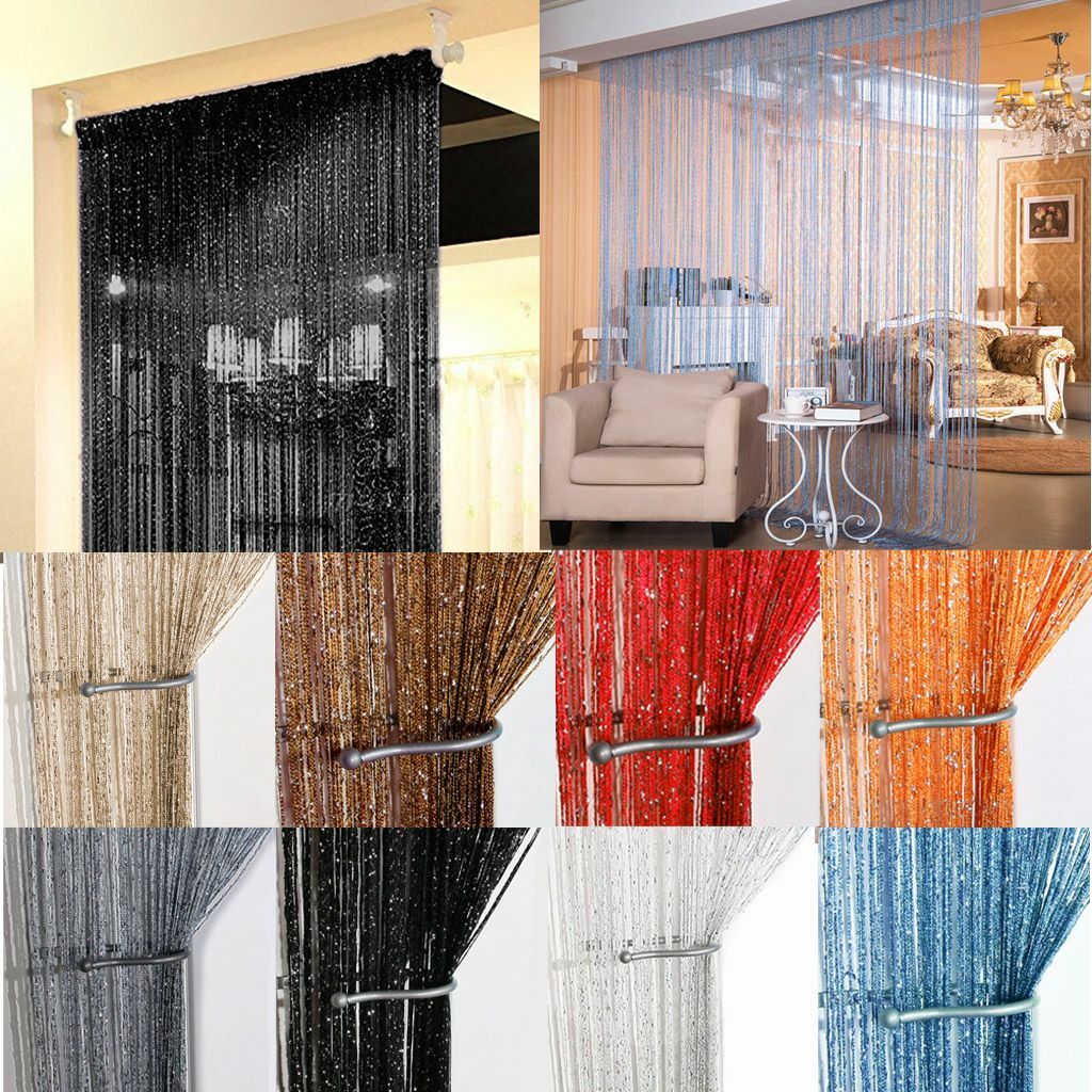 String Door Curtain Room Divider Fringe Tassel Crystal Window Panel gallery