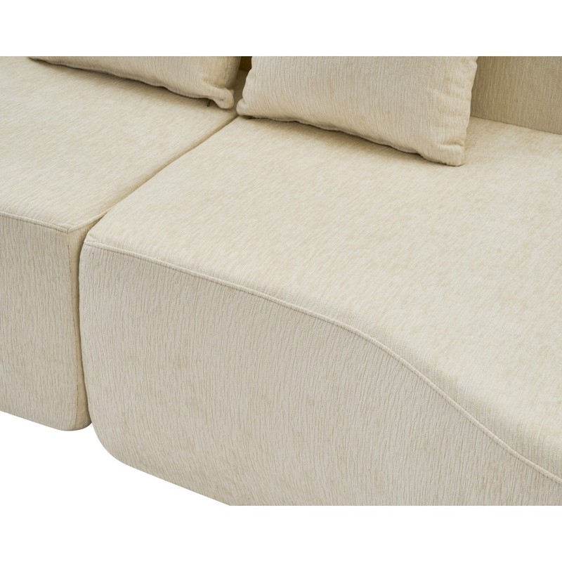 Curved Boneless Sofa,Compression Modular 108'' Sectional,White High-Density gallery