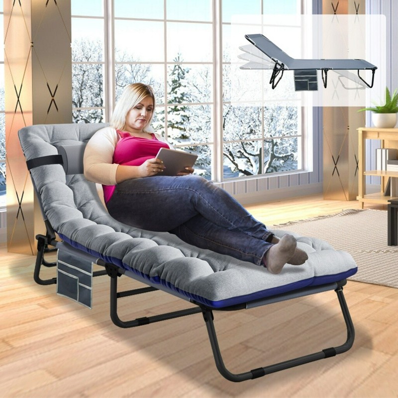SLSY Folding Cot Adjustable 4-Position Reclining Folding Chaise Lounger Chair gallery