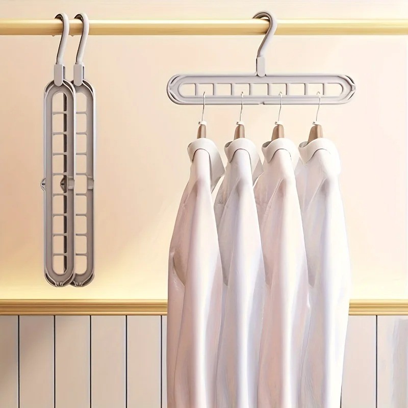3pcs, Plastic 9-Hole Foldable Hangers, Heavy Duty Space Saving Clothes Organizer gallery