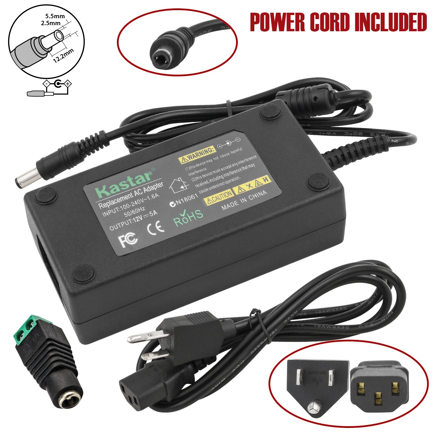 Kastar 12V 5A Power Supply AC/DC Adapter for 5050 3528 Flexible LED Strip Light gallery