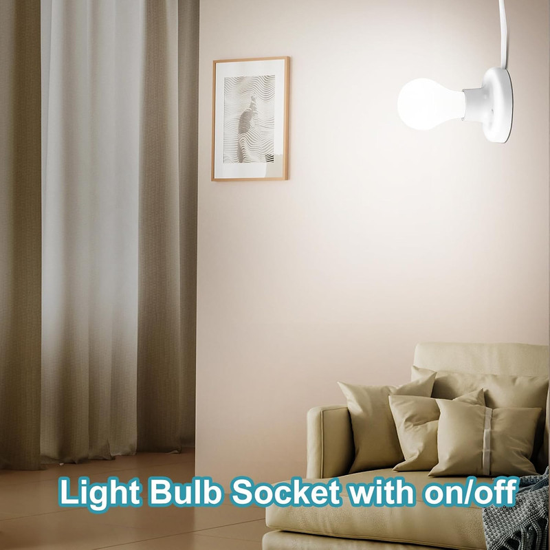  10Ft Light Bulb Socket with Cord,E26/ E27 Lamp Base Desktop, Light Socket with gallery