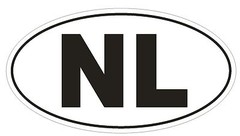 NL Netherlands Country Code Oval Bumper Sticker or Helmet Sticker D899