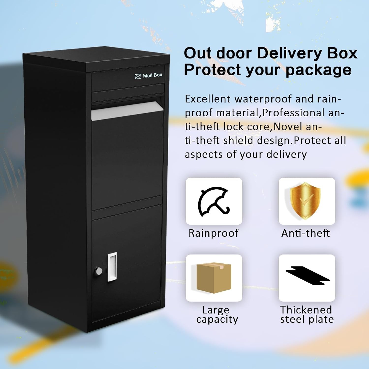 Outside Package Delivery Box w/Lock Secure for Porch,Curbside,House Antitheft gallery