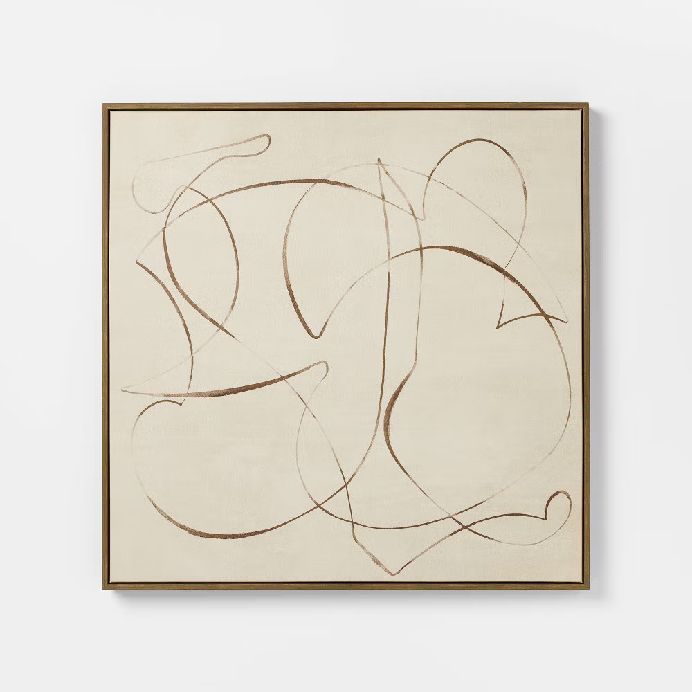 30"x30" Line Abstract Framed Canvas Wall Art - Threshold designed with Studio gallery