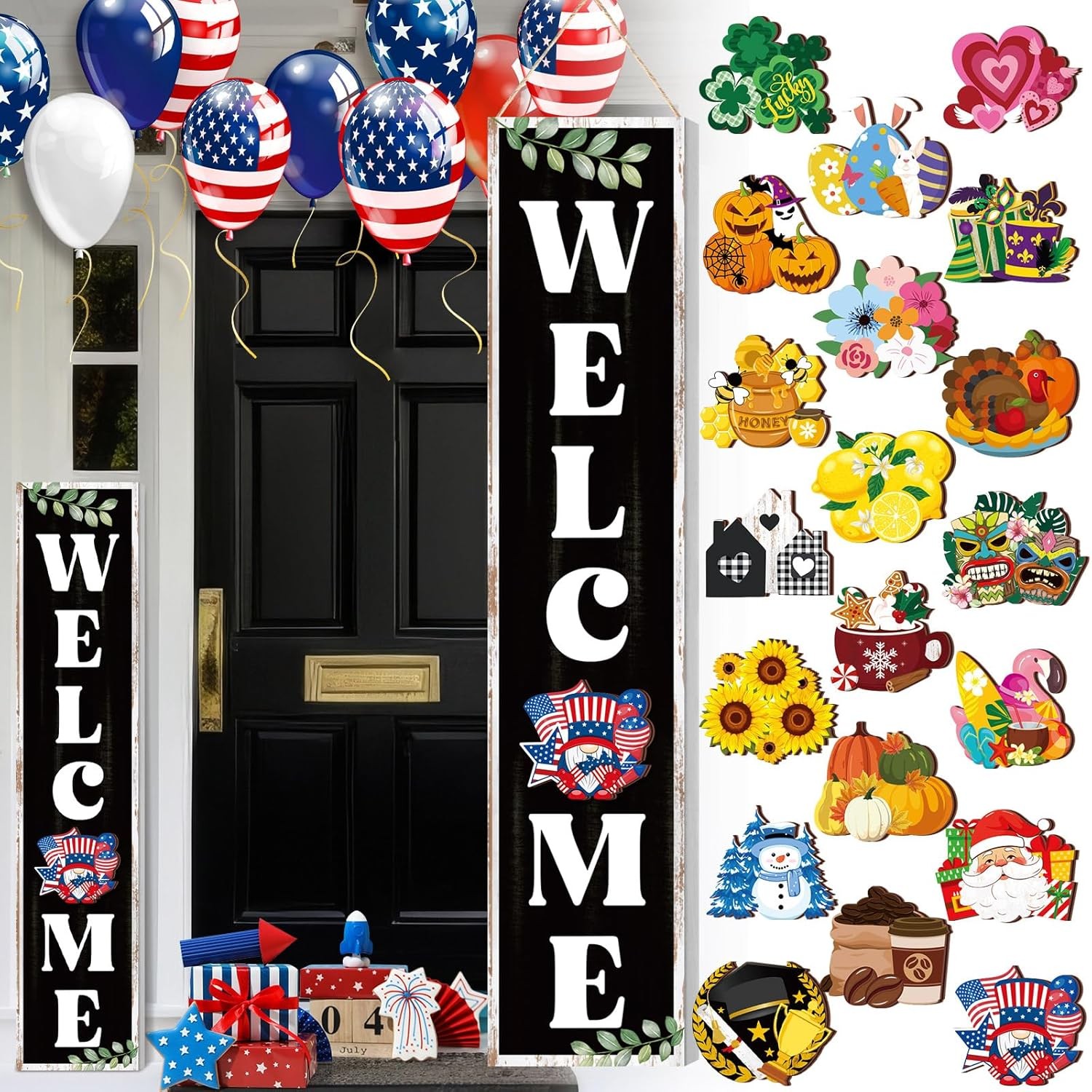 Interchangeable Welcome Sign 47in 20 Icons Porch Decor gallery