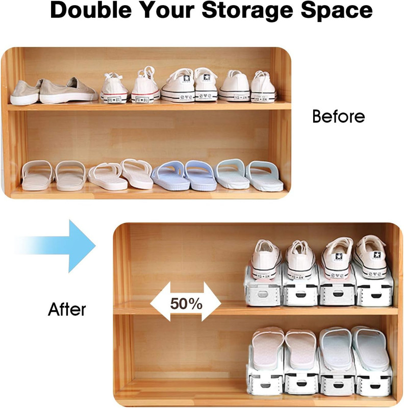 Shoe Slots Organizer, 20 Pack Adjustable Shoe Rack Stacker Storage Space Saver, gallery
