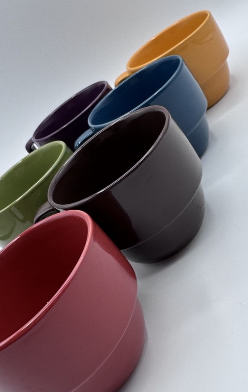 World Market Stackable Coffee Cups Set 6 Rack Colorful Stoneware Minimalist gallery