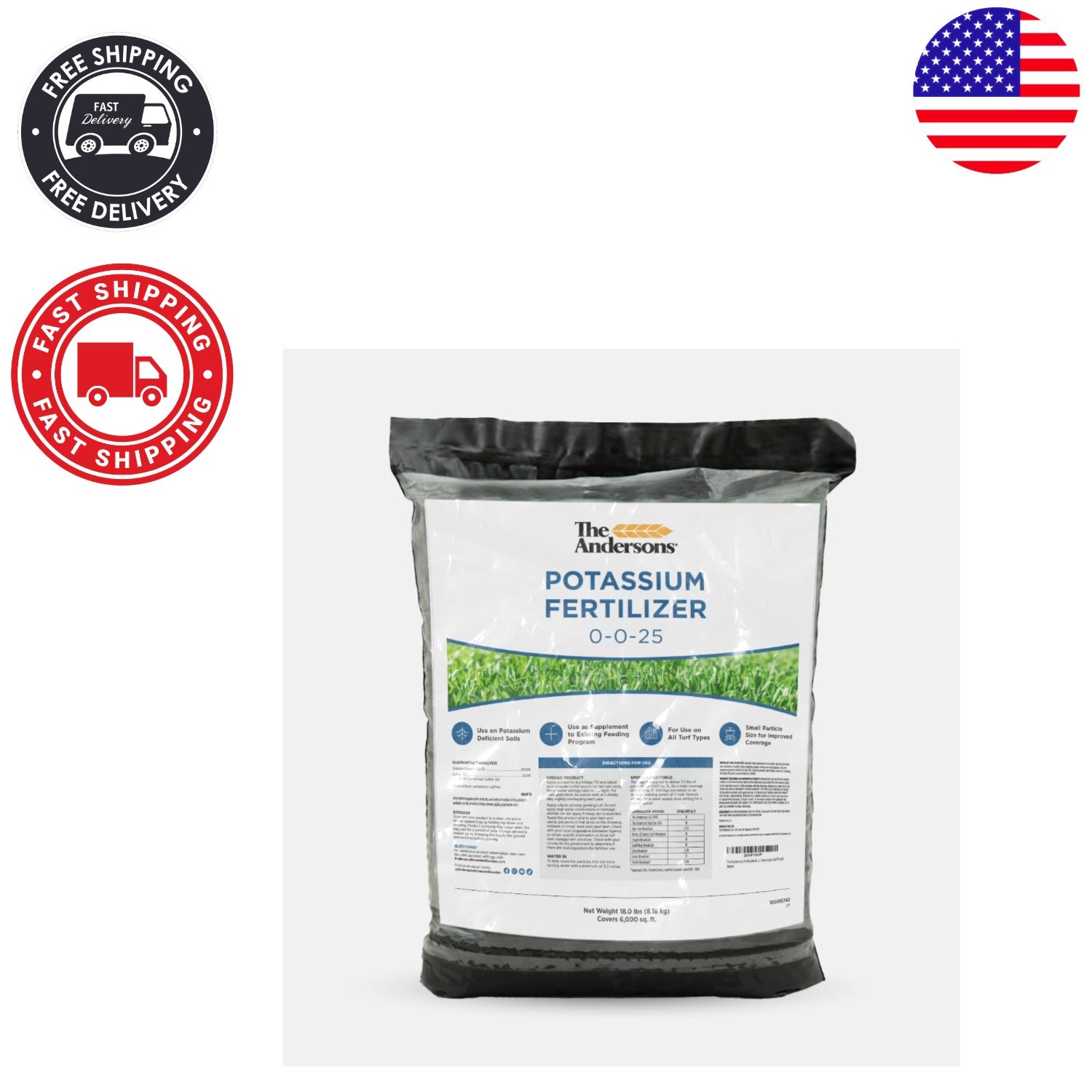 Versatile Granular Potassium Fertilizer 0-0-25, 18 lbs - Safe for All Turf Types gallery