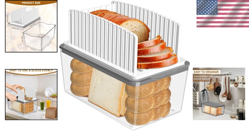 Effortless Bread Slicing: Adjustable Width Slicer with Crumb Tray & Storage Box gallery
