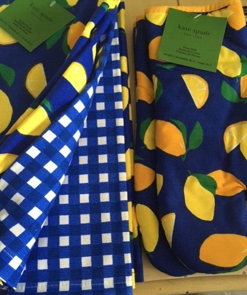 NEW Kate Spade Six Piece Kitchen Set - Lemons - Towels & Oven Mitts gallery