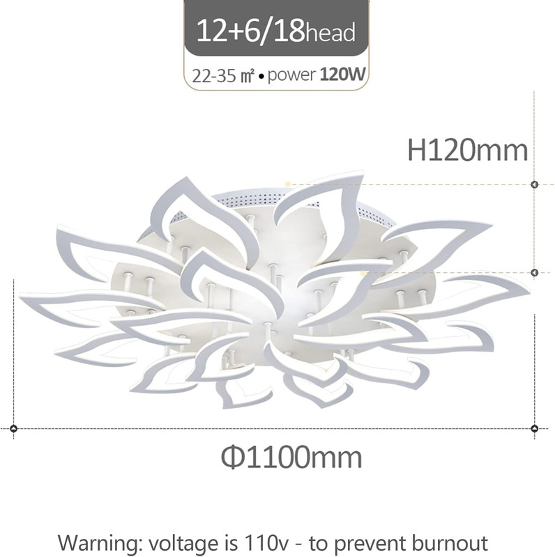 Ceiling Light Dimmable Modern Embedded LED Chandelier Metal Acrylic Petal Ceilin gallery