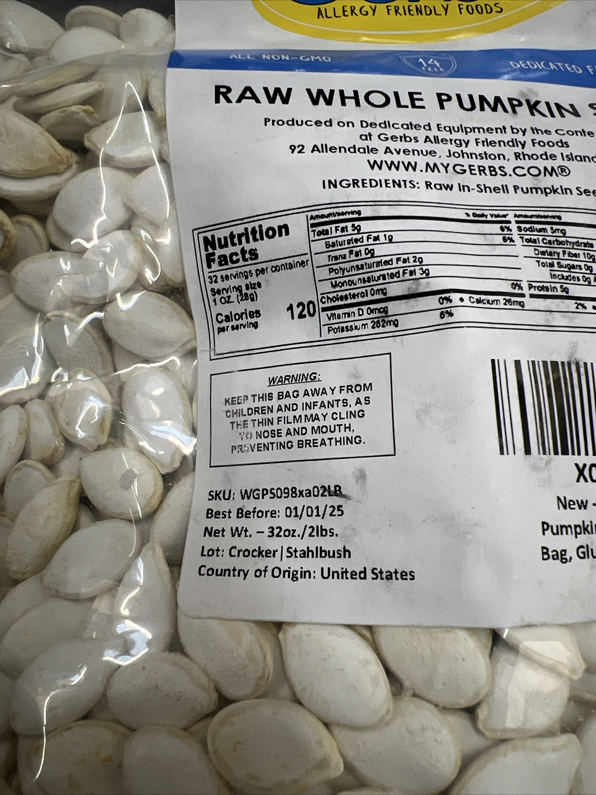 Whole Pumpkin Seed Sea Salted Roasted In Shell 2 lbs 01/01/2025 gallery