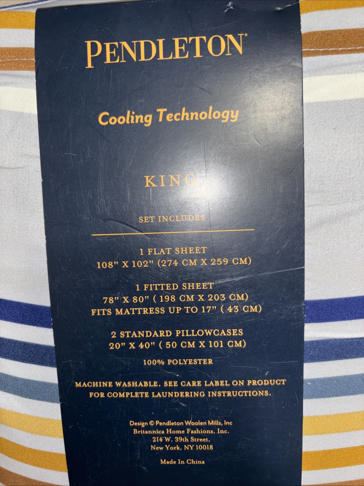 NWT PENDLETON BLUE GRAY STRIPE STRIPED COOLING TECHNOLOGY KING SHEET SET gallery