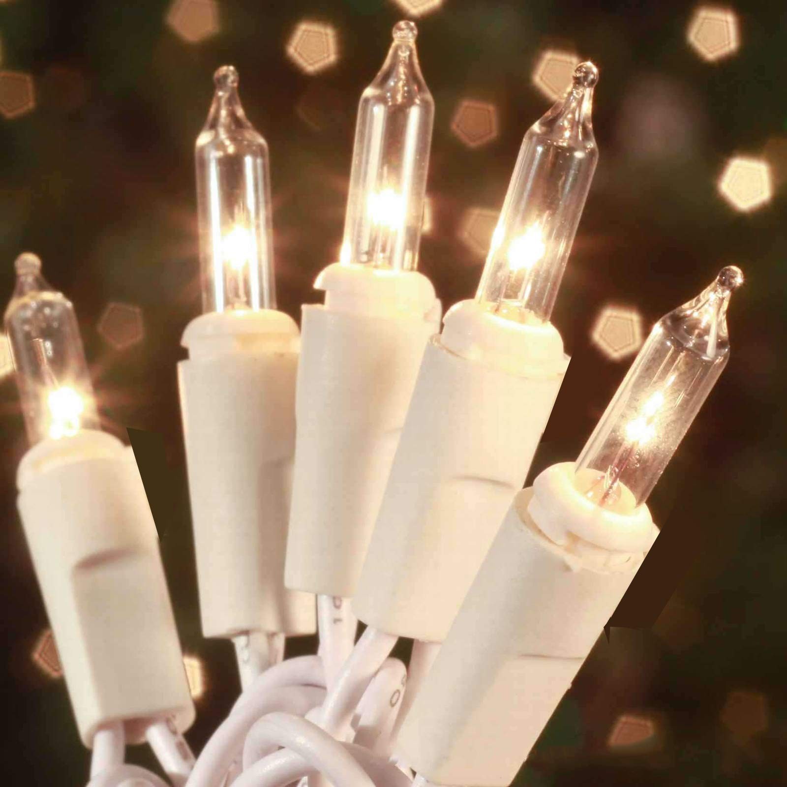 HISHINY Christmas Lights 100 Count Mini Clear 21ft White 21ft, gallery