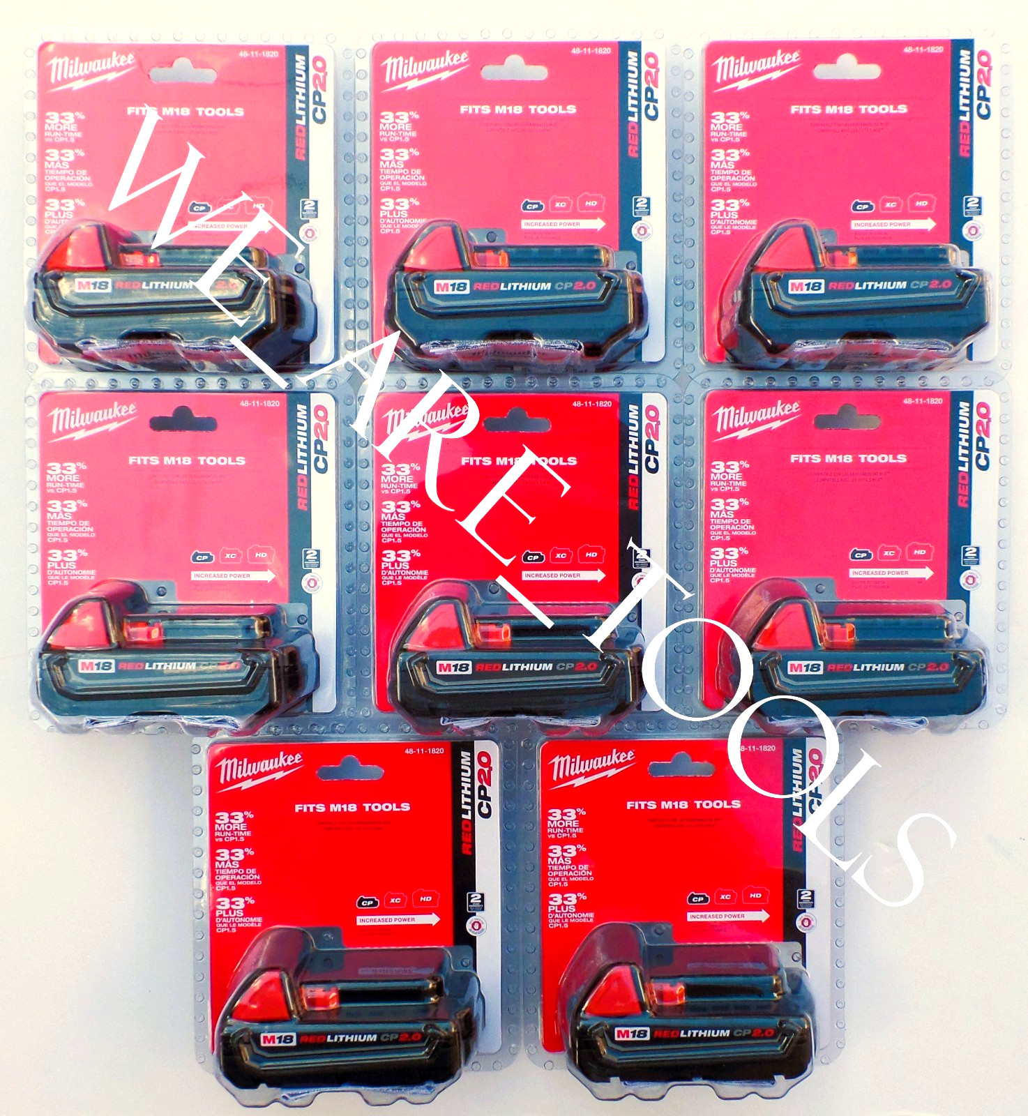 (8) New GENUINE In Package Milwaukee Batteries 48-11-1820 2.0 AH M18 18 Volt 18V gallery