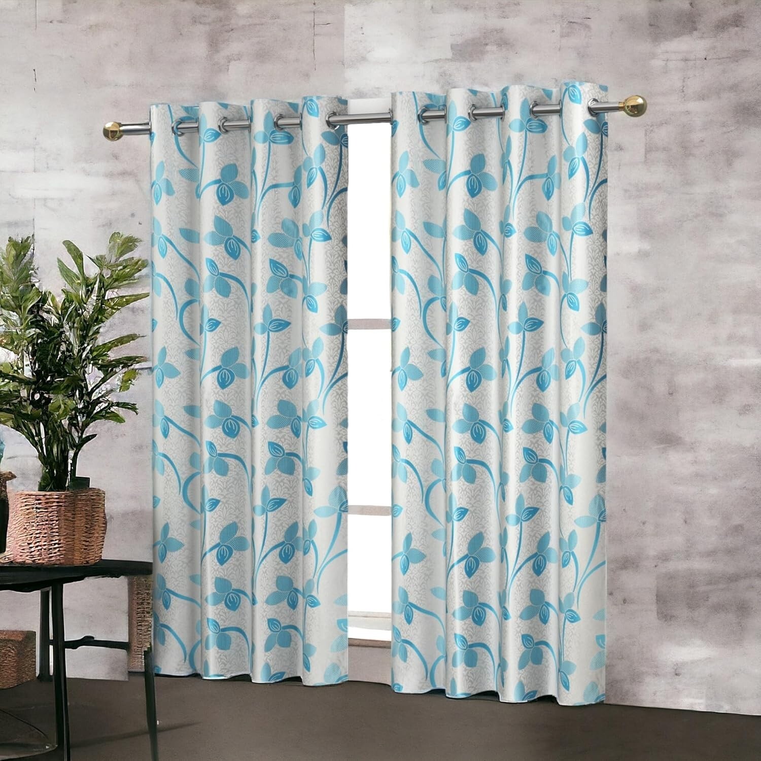 New 2 Piece Eyelet Polyester Door Curtain Set - 7 feet gallery