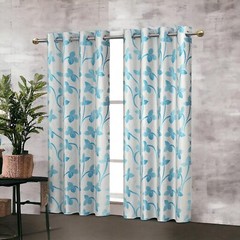 New 2 Piece Eyelet Polyester Door Curtain Set – 7 feet