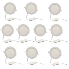 Recessed LED Ceiling Flat Lighting 6000-6500K Cool White 6 inch 12 Watt 10PCS