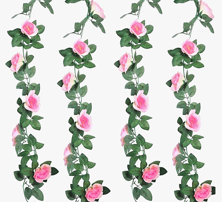 4 Pack 6Ft Artificial Hanging PINK ROSE Flower Vine Garland (24Ft) Wedding Decor gallery