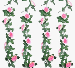 4 Pack 6Ft Artificial Hanging PINK ROSE Flower Vine Garland (24Ft) Wedding Decor