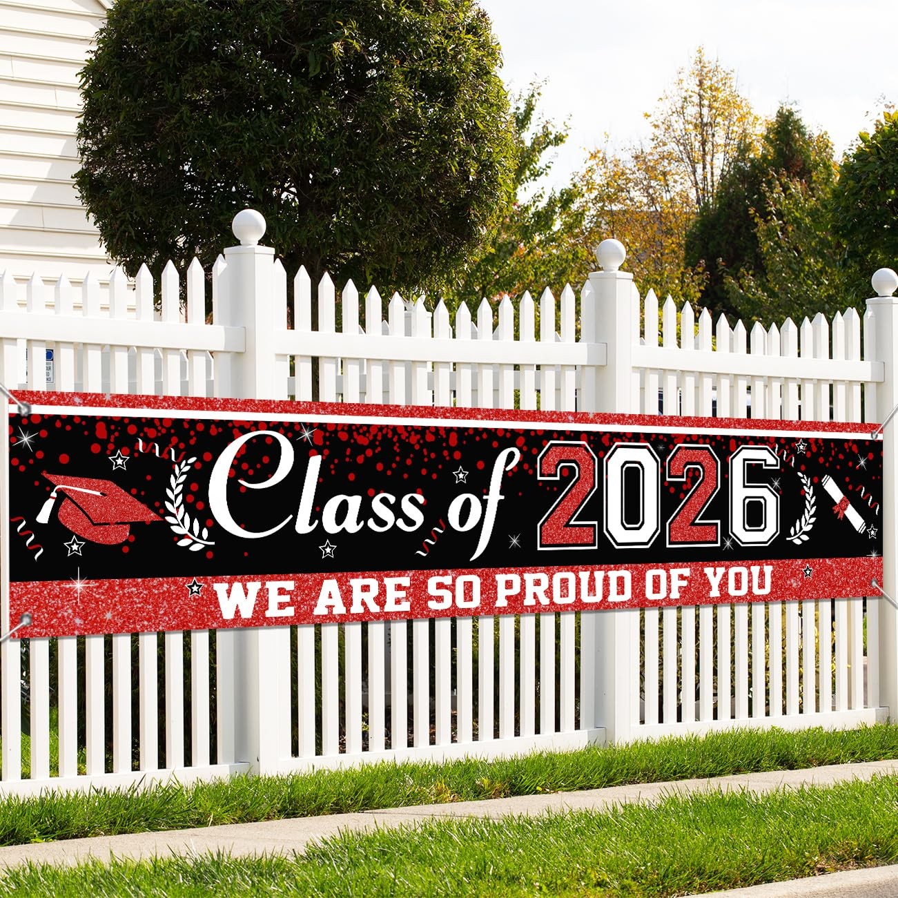 Black and Red Graduation Banner, Large Graduation Decorations Class of 2026 C... gallery