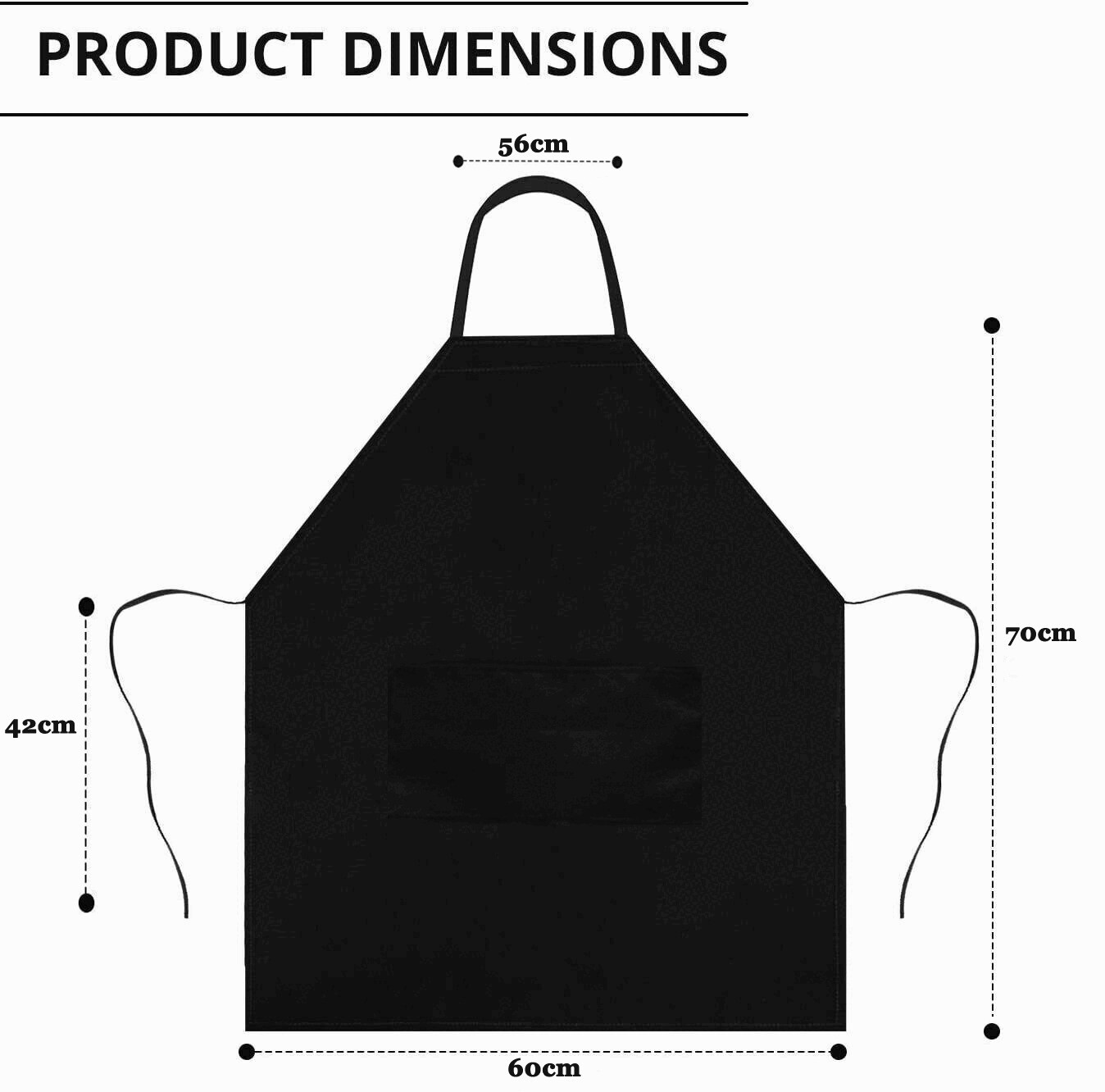 Solid Cooking Kitchen Restaurant Bib Apron Unisex Dress Black with 2 Pocket 1-4 gallery