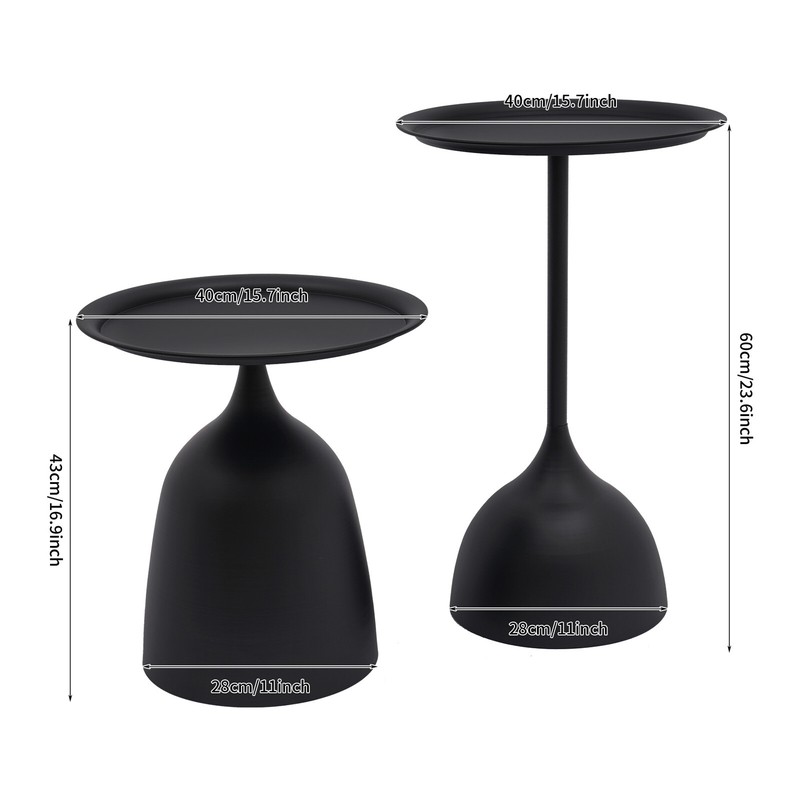2Pcs Round Side Tables Modern Iron Sofa Coffee End Desks For Living Room Bedroom gallery